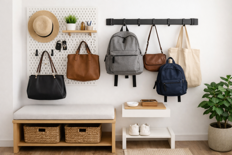 Como organizar bolsas e mochilas na entrada de apartamento pequeno