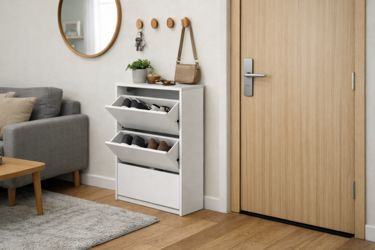 Sapateira discreta para entrada pequena que não interfere na circulação